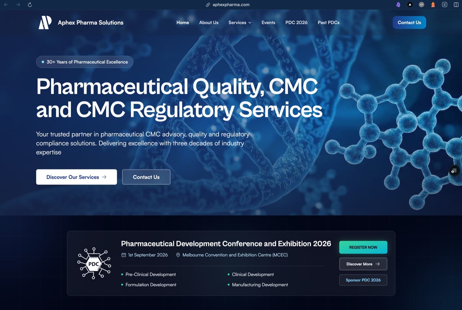 Aphex Pharma Solutions homepage