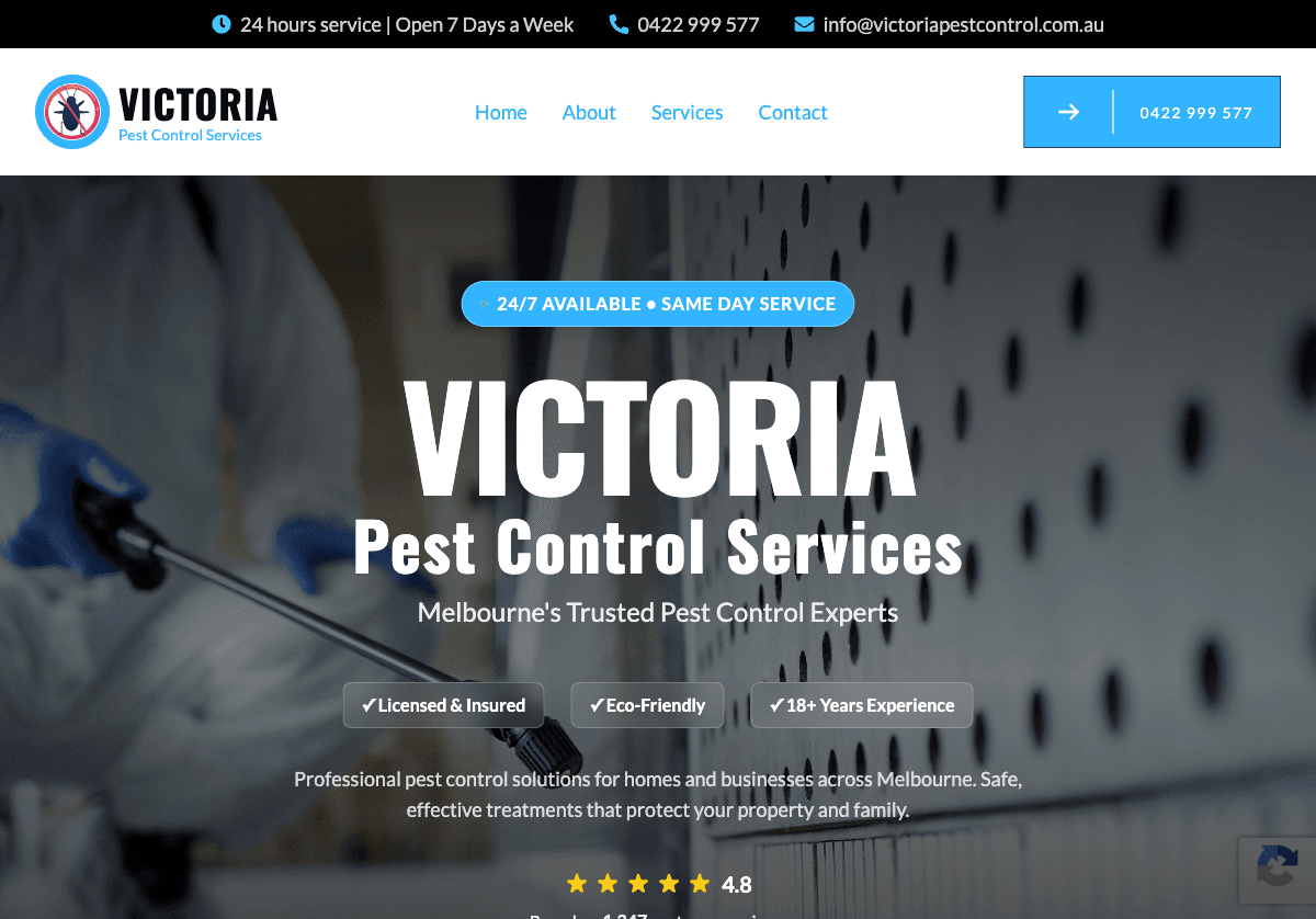 Victoria Pest Control homepage