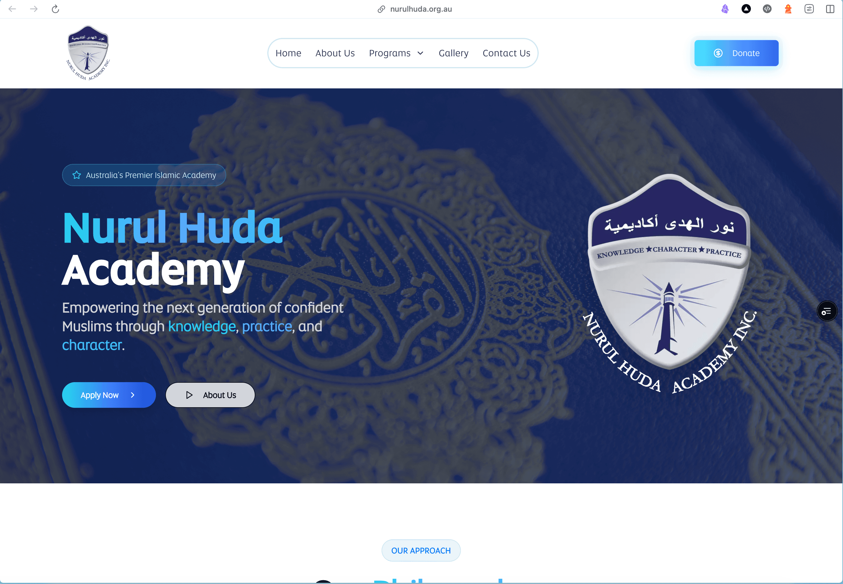 Nurul Huda Academy homepage